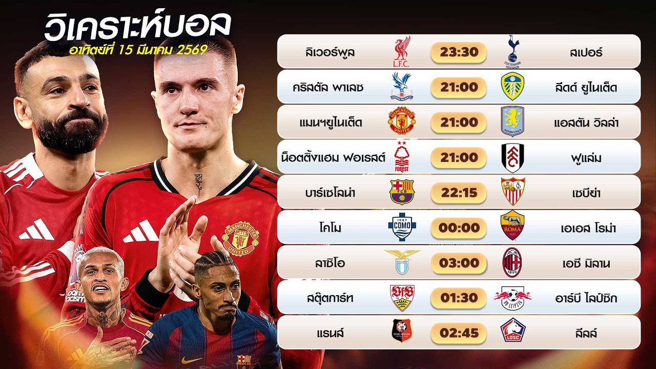 วิเคราะห์บอลวันนี้ อาทิตย์ที่ 15 มีนาคม 69 by น้าชัช ทีเด็ดส่งตรง