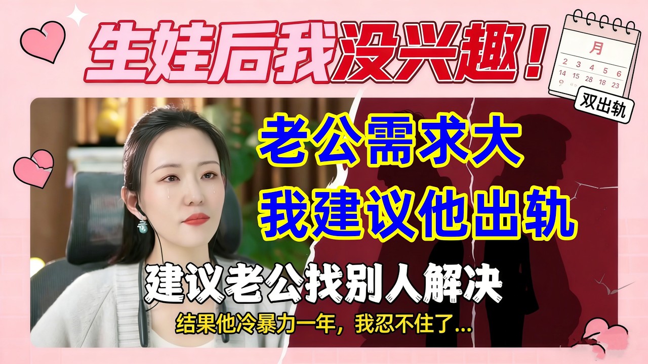 “老公需求大，我建议他出轨，结果他不碰我一年！老婆哭诉：我找别人花1000，现在后悔了？”