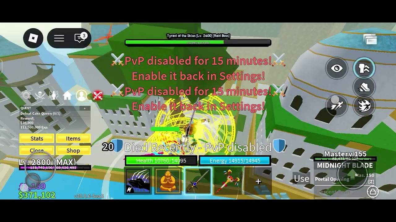 Defeating cake prince and tyrant of the sky (didn't kill because not enough dmg) #roblox #battle 
