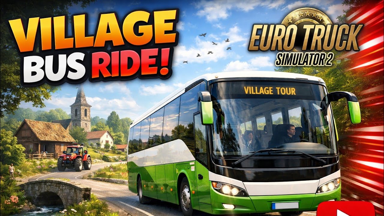 EURO TRUCK SIMULATOR 2 LIVE 🚍 | Beautiful Village Road Drive with MAN Bus | Relaxing Afternoon Trip