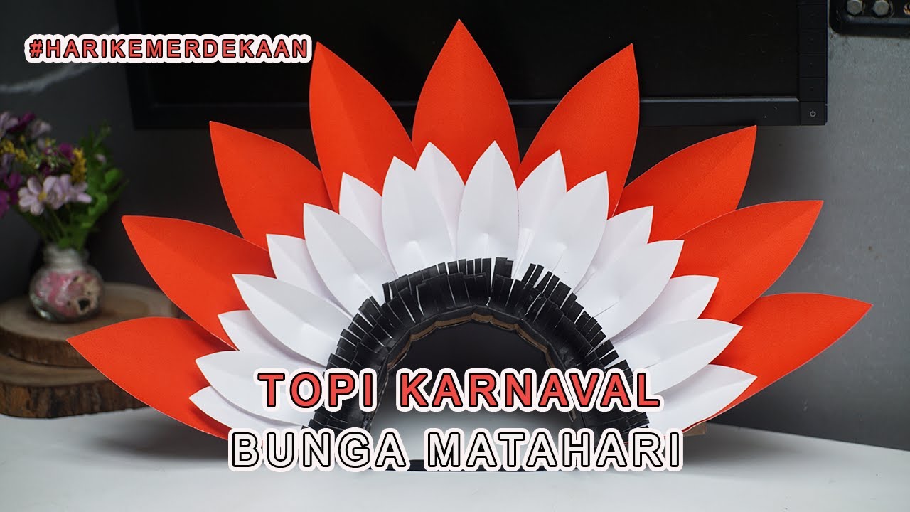 TOPI KARNAVAL ANAK HARI KEMERDEKAAN KELOPAK BUNGA MATAHARI
