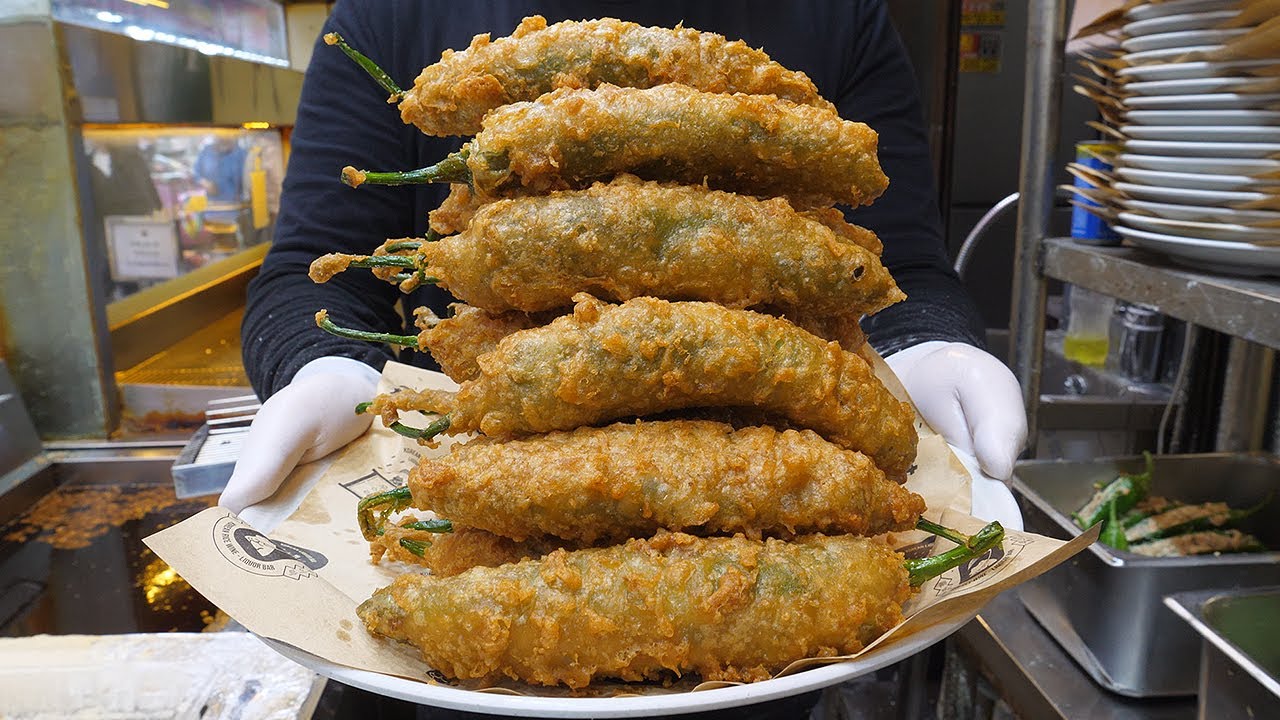 гигантский картофель фри с сыром и перцем - корейская уличная еда