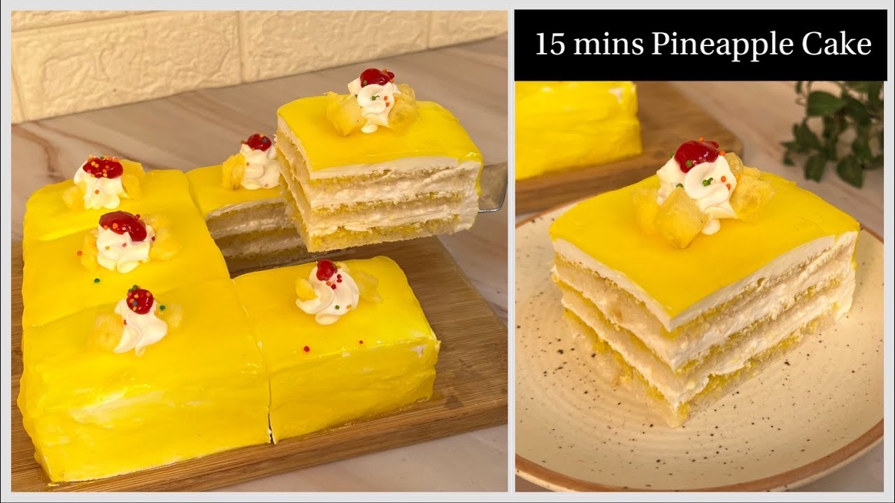 Just 15 Mins Pineapple Pastry With 3 ingredients | No Bake, No kadai, No Eggs Instant Pineapple Cake