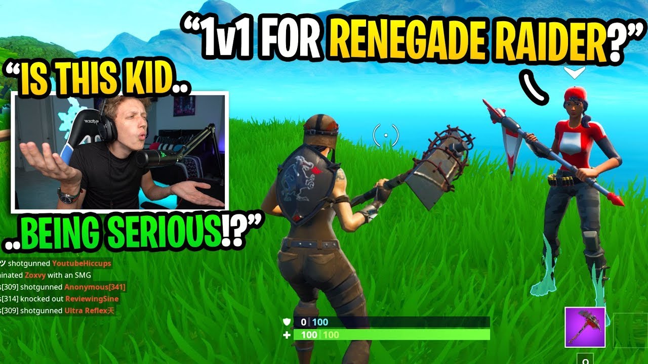 This little kid CHALLENGED me to 1v1 for my RENEGADE RAIDER... (emotional)