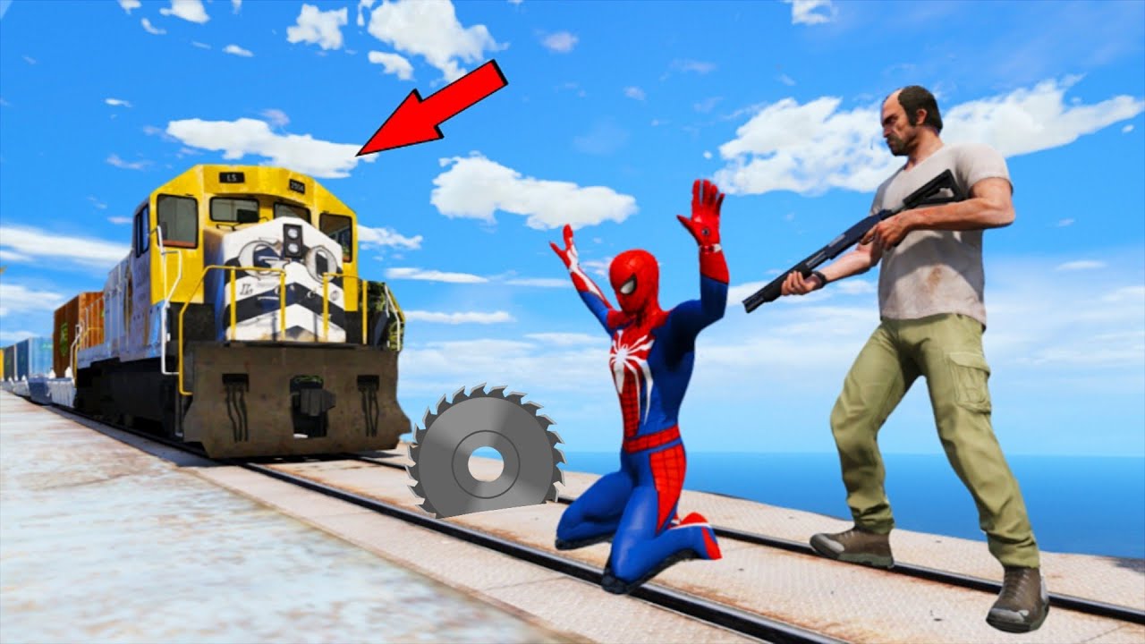 Spiderman VS Trevor Challenge Stop The Train funny & fails in GTA 5