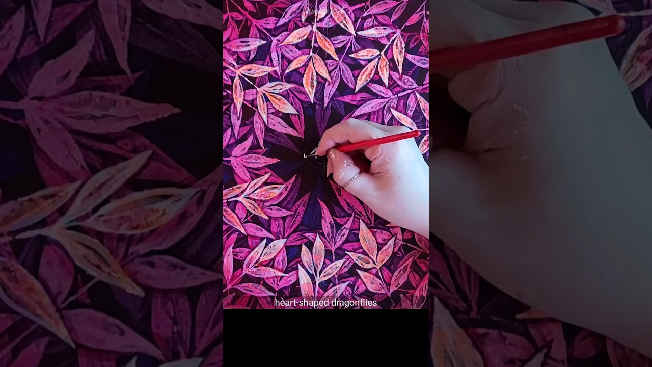 Satisfying art / Acrylic painting idea / Leaf printing🌿 /#shorts