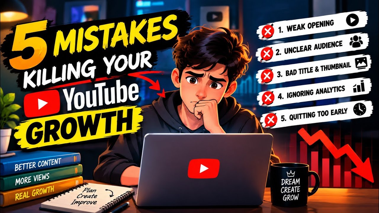 5 YouTube Mistakes Stopping Your Growth 🚨#youtubegrowth #youtubetips #tipsandtricks #contentcreator 