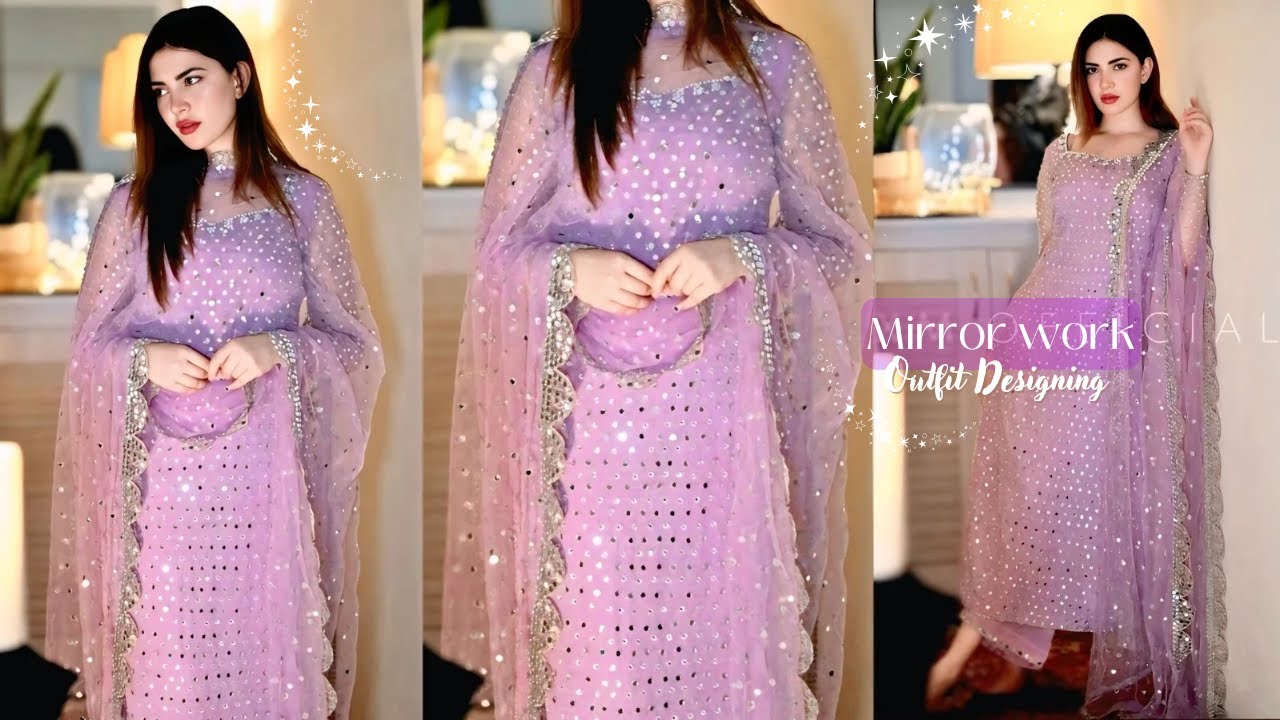 Most Trending mirror work outfit designing✨ mirror work outfit in budget/ party wear dress designing