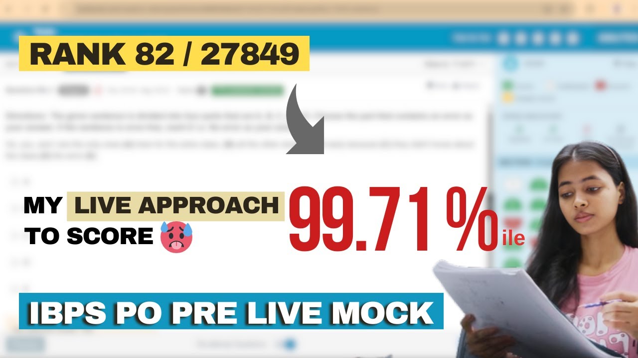 🥵99.71%ile - See my live approach for IBPS PO PRE full mock | Rank 82/27849 | Mistakes I did #ibpspo