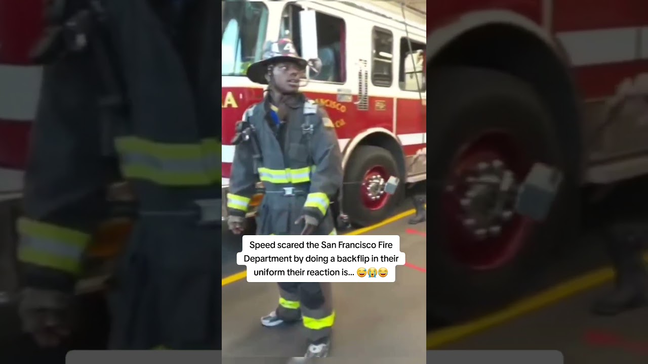 Speed scared the San Francisco fire d. by doing a backflip #ishowspeed #firedepartment #sanfrancisco
