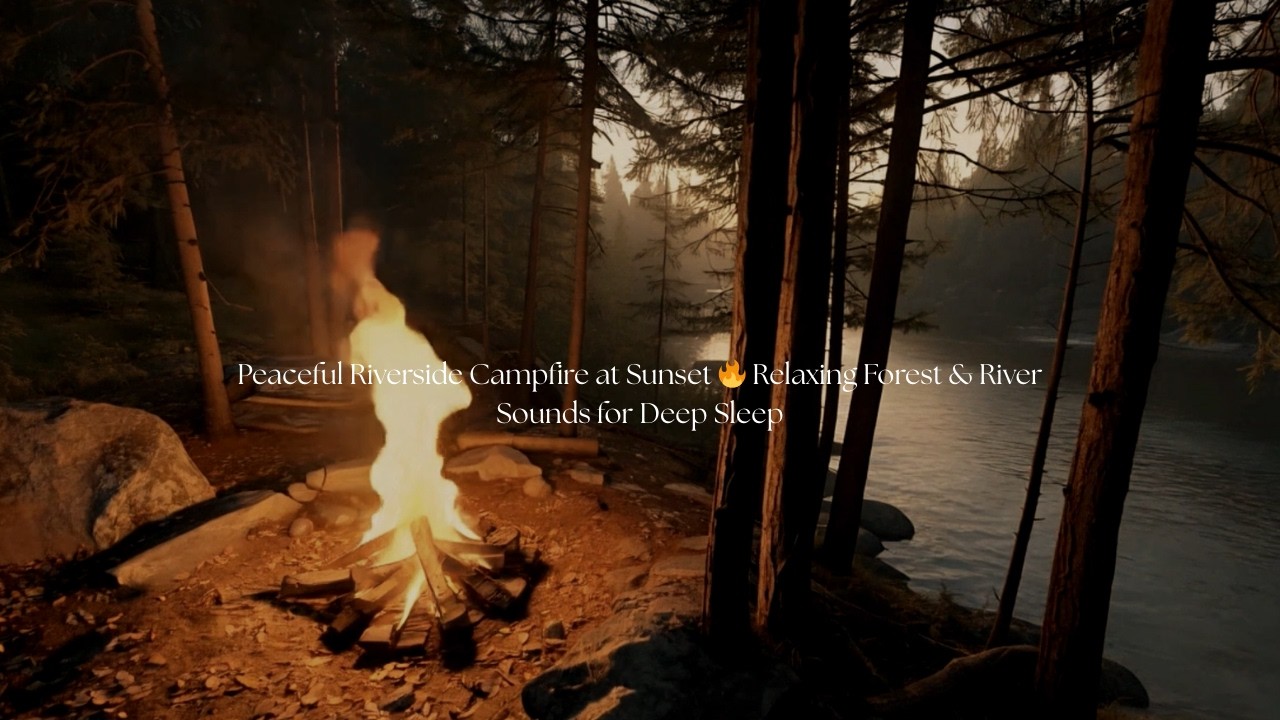 Peaceful Riverside Campfire at Sunset 🔥 Relaxing Forest & River Sounds for Deep Sleep