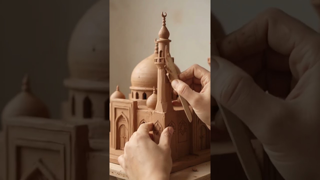 Handmade Mosque Made From Clay 🕌✨ | Satisfying Miniature Art #Shorts