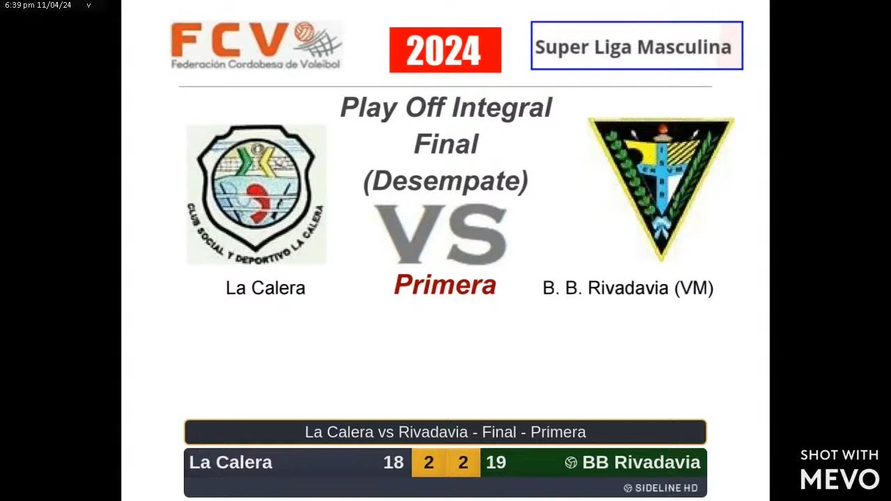 Vóley FCV 2024 - SLM Playoff Integral Final Desempate - Mayores - La Calera vs BB Rivadavia (LIVESD)