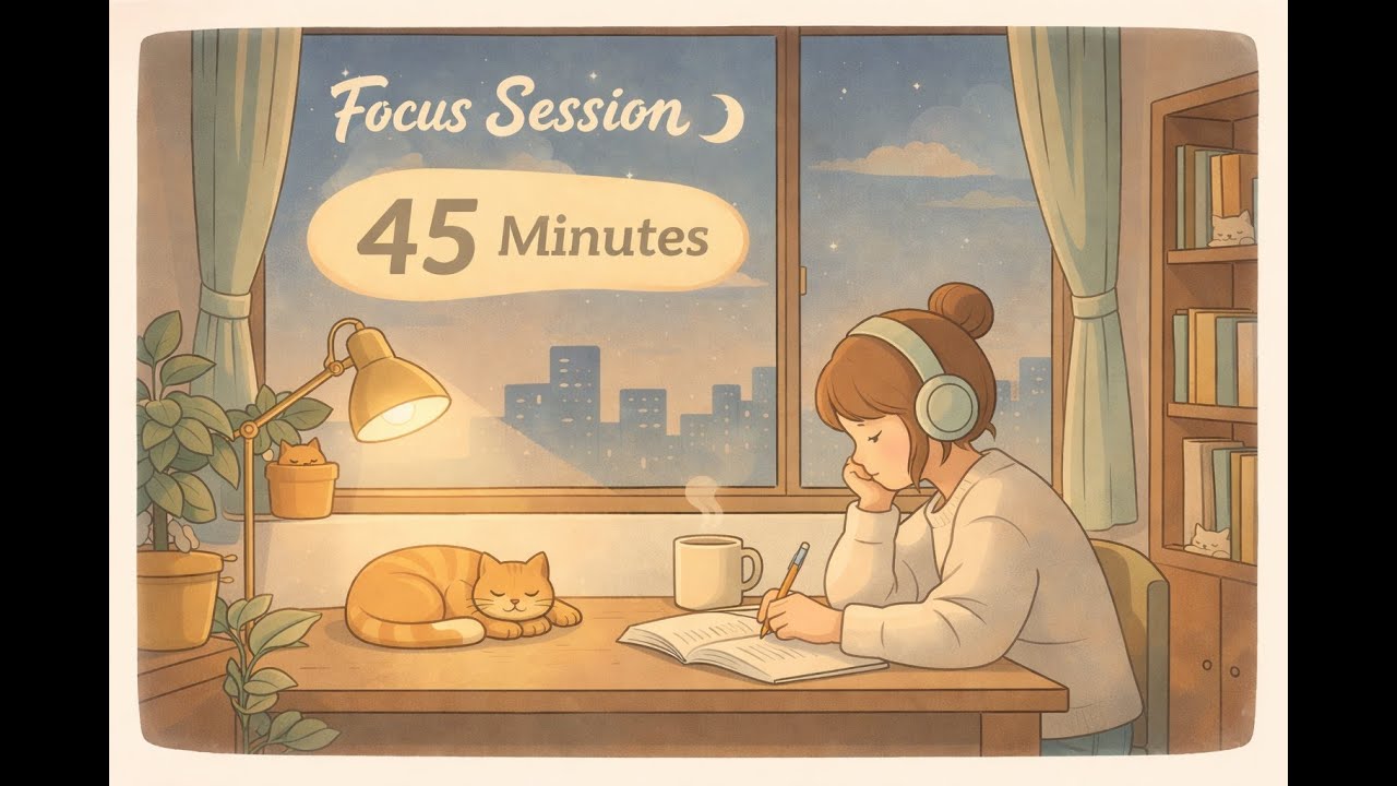 Your Cozy Desk Awaits ☕ 45 Minutes of Calm Focus