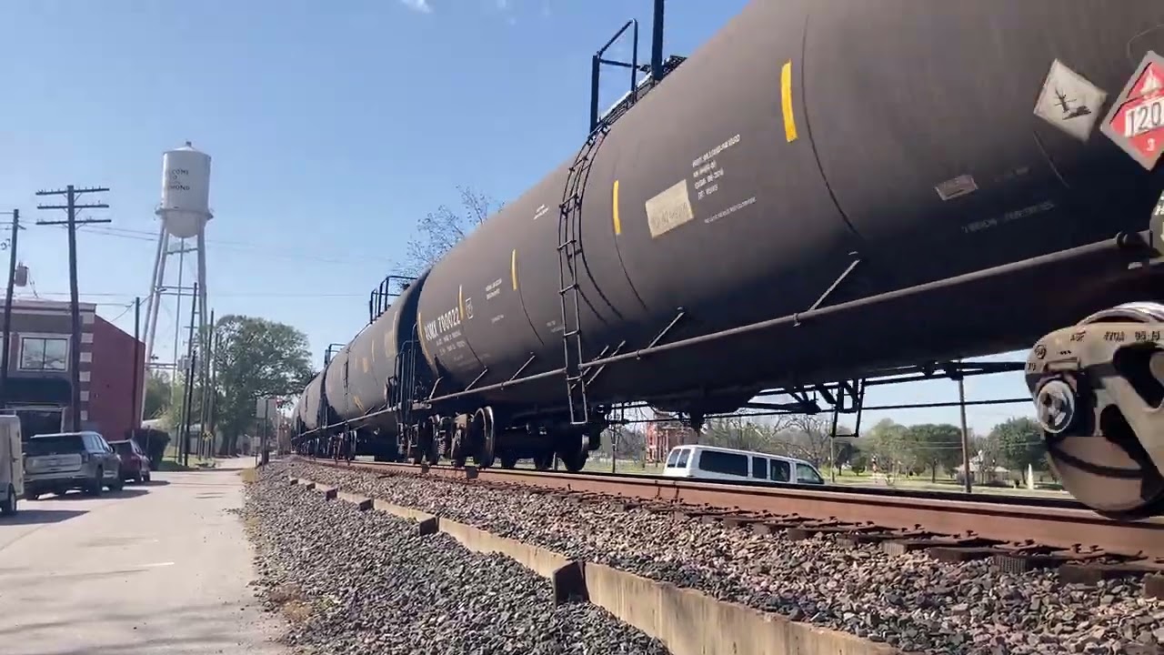 CPKC tanker  train flying over Brazos River Richmond, Texas, ￼