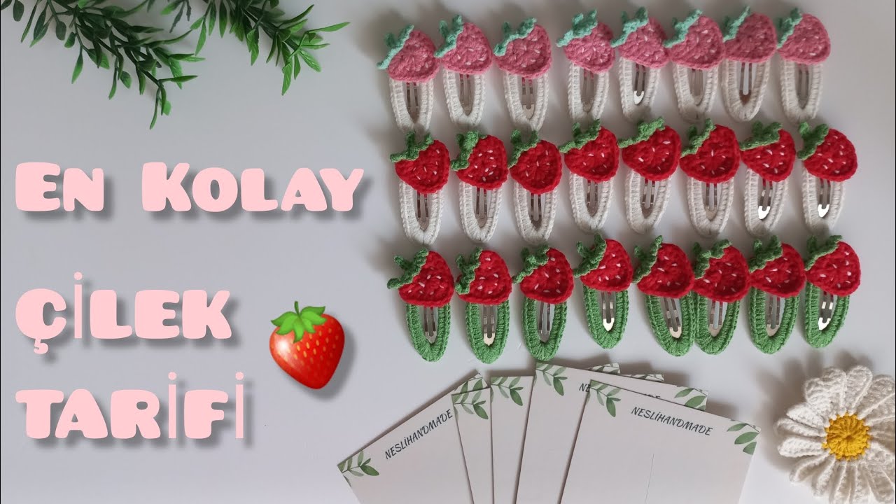 En Kolay Çilek Toka Yapımı 🍓 | Easiest Crochet Strawberry Tutorial | Step by Step 🍓