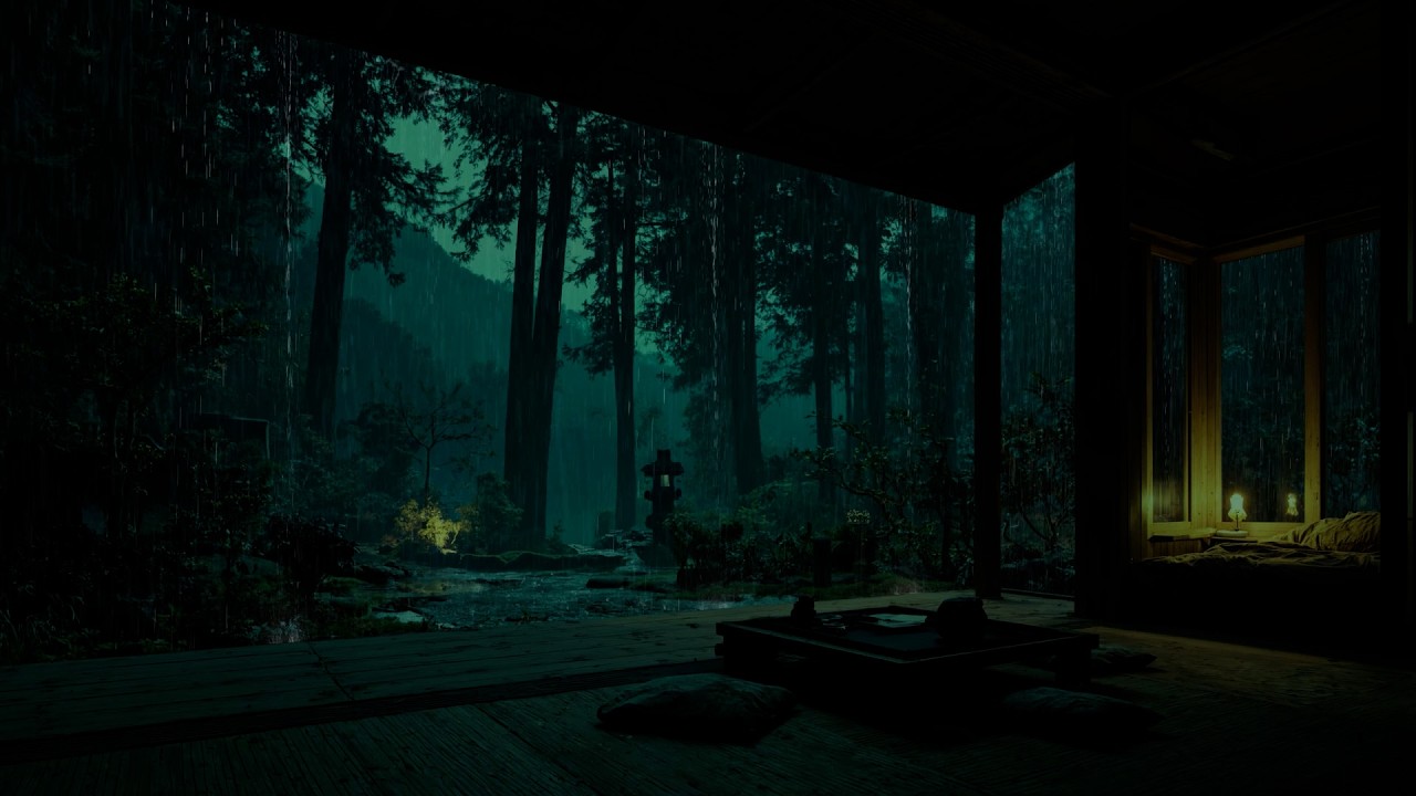 Gentle Rain Sounds at a Japanese Mountain Cabin 🌧 (No Ads) | Quiet Bedroom Ambience for Deep Sleep