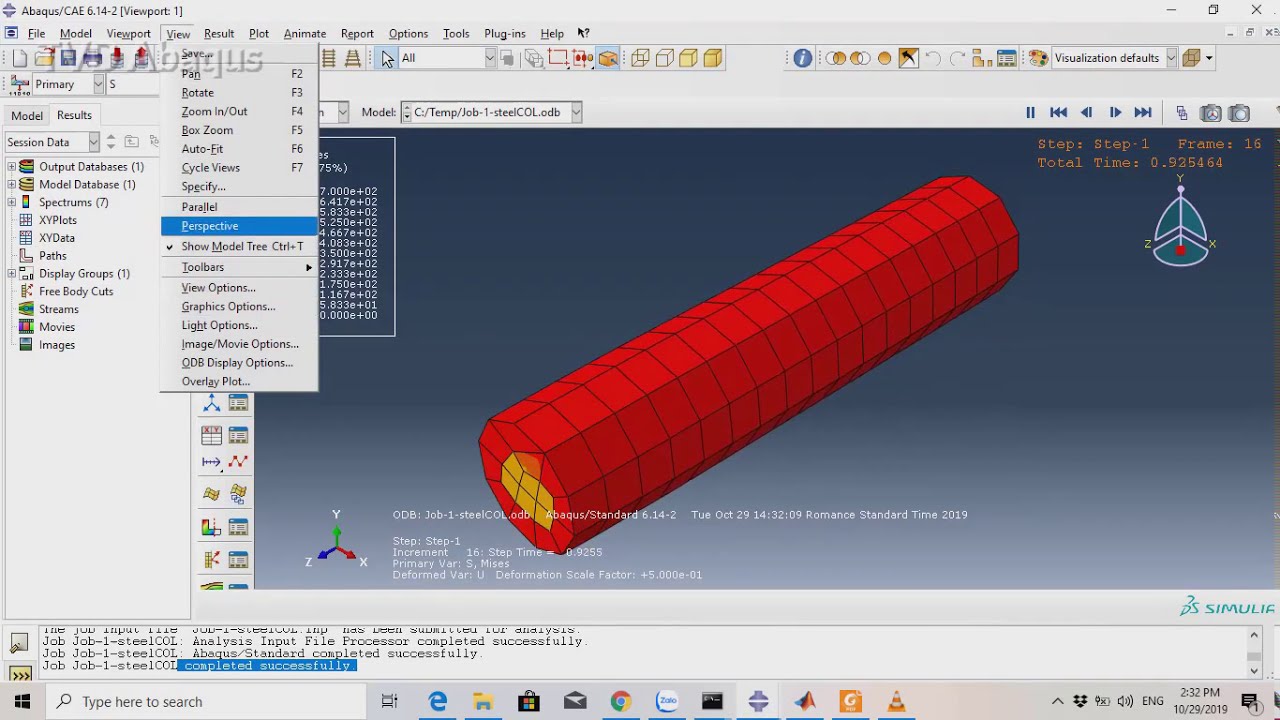[Abaqus example] Steel bar in compression