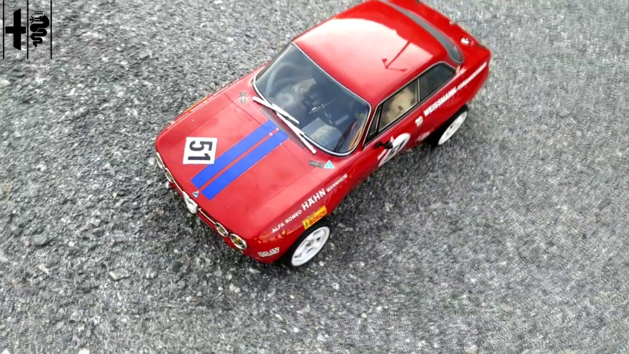 Alfa Romeo 2000 GTAm from killerbody on a 1/10 nitro rc car with custom rear exhaust.