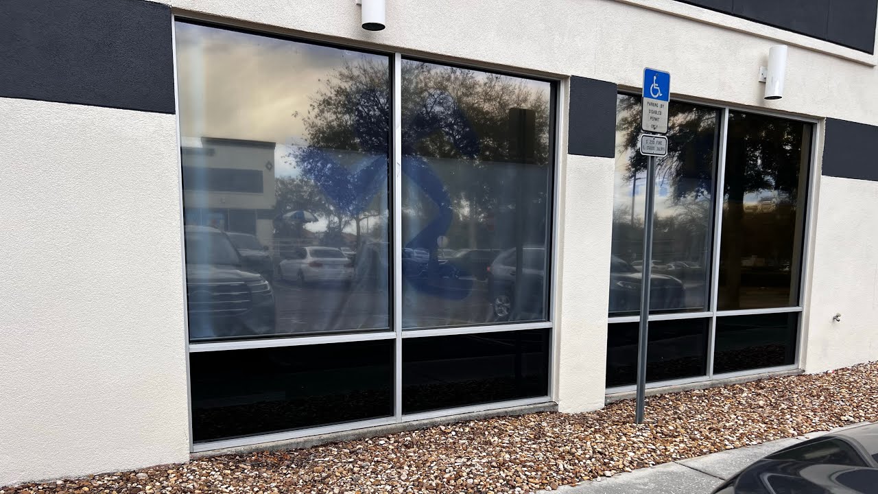 Broken StoreFront Glass Replacement.#greytint#temperedglass