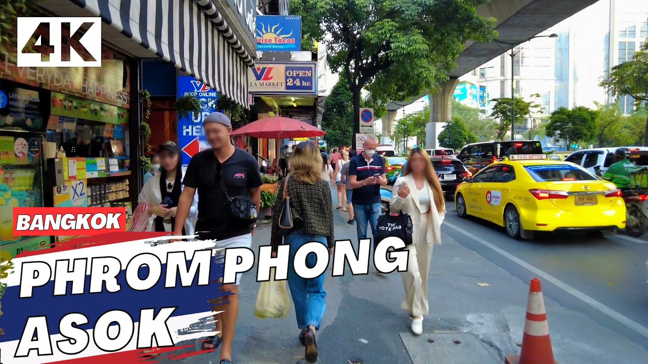 [4K] Sukhumvit Road (Phrom Phong - Asok) Bangkok 🇹🇭 Walking Tour (ASMR City Sounds)
