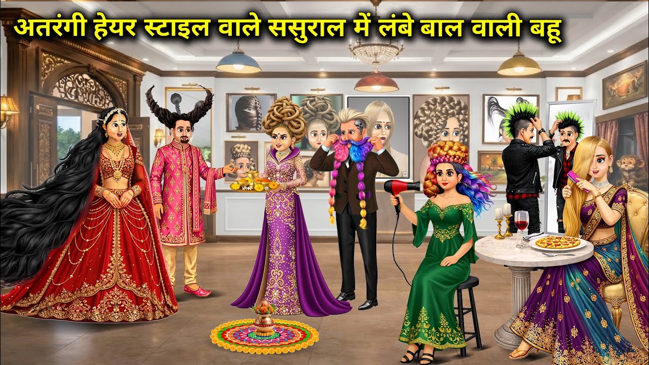अतरंगी बाल के हेयर स्टाइल वाले ससुराल में लंबे बाल वाली बहू| Long-Haired Bahu in a Crazy Hair Family