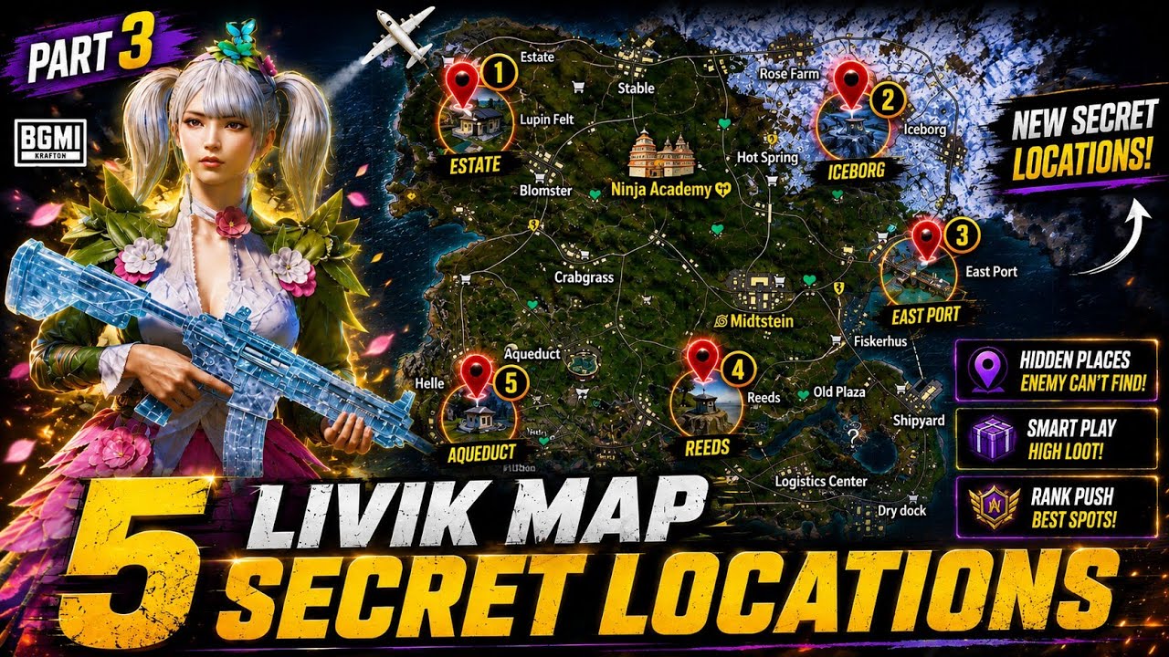 Bgmi Livik Map 5 New Secret Locations For Rank Push You Must Know ! | Part 3