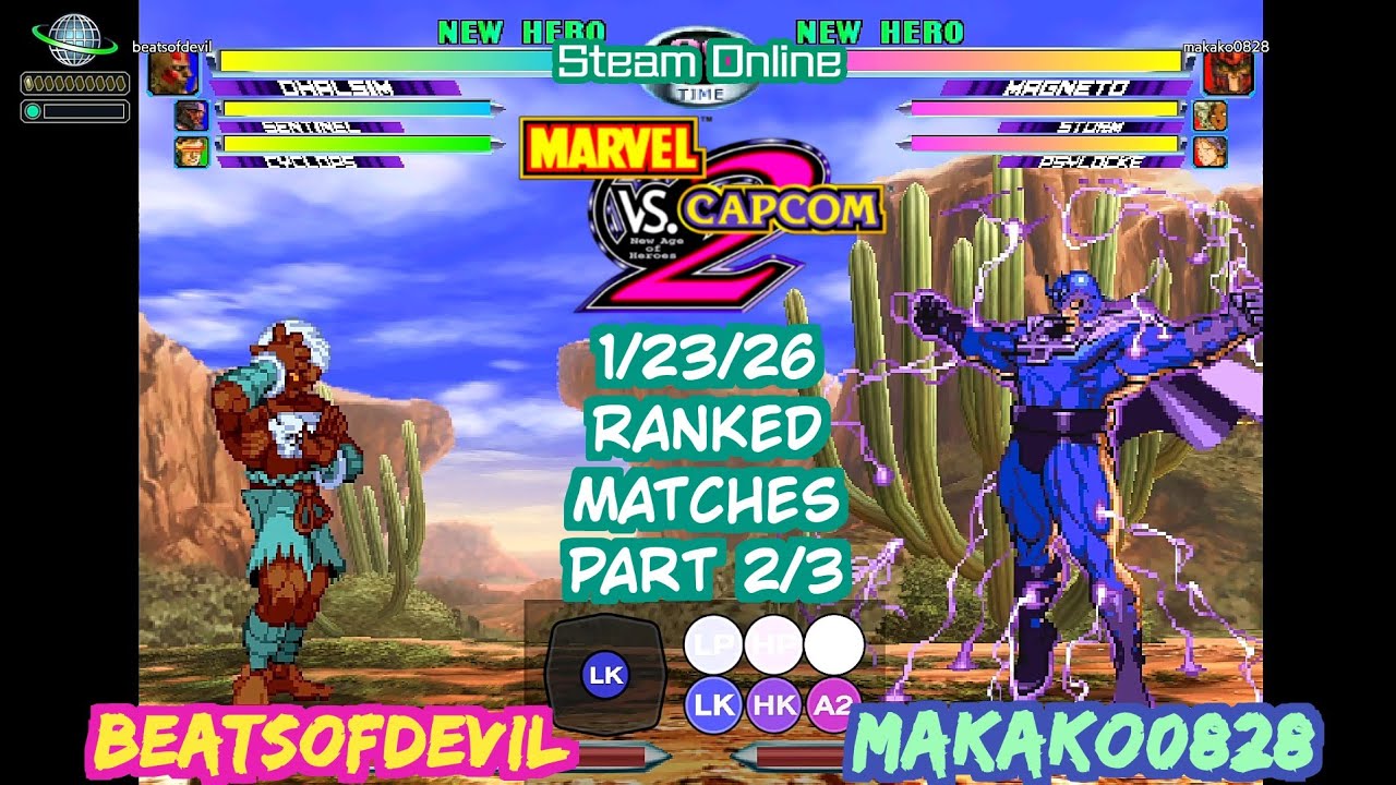 MvC2 Dhalsim BeatsofDevil vs makako0828 Ranked Matches 1/23/26 part 2 of 3 Steam Netplay