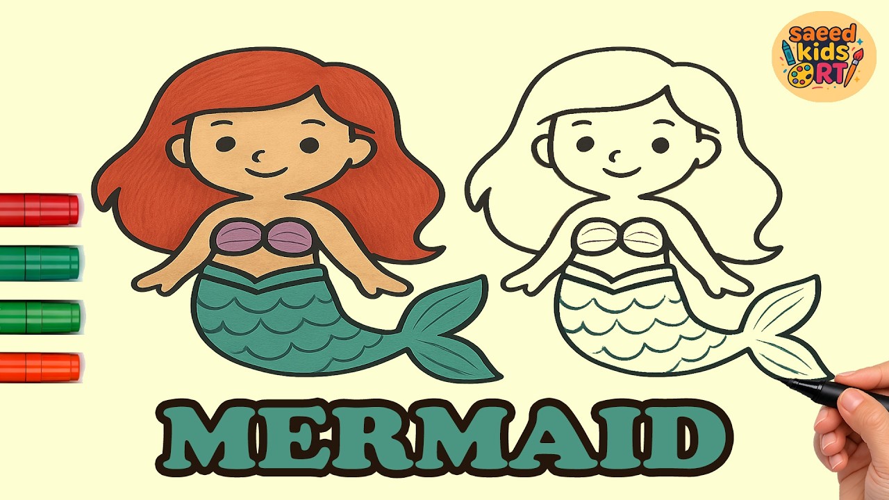 How to Draw a Mermaid Easy with Coloring || saeed kids art