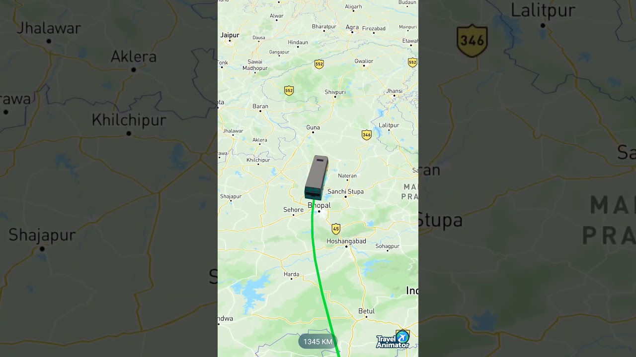 Chennai - Tamil Nadu to Delhi - Capital| Travel map route animation via bus roadways