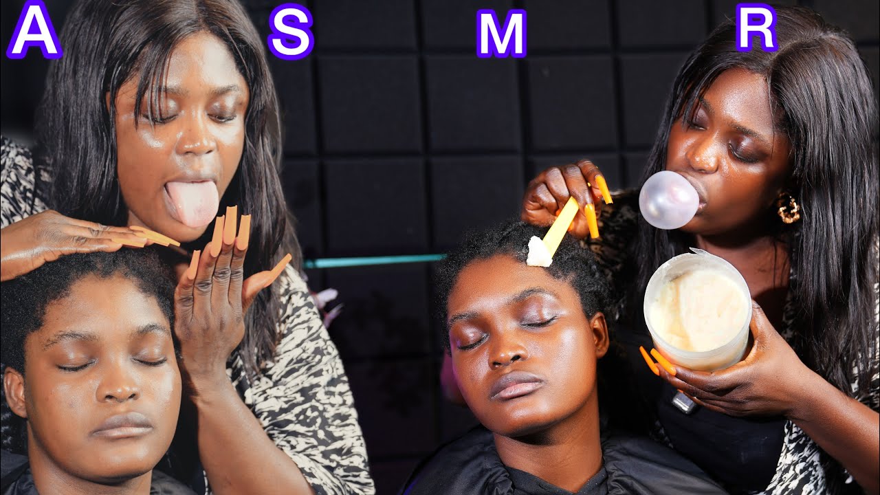 ASMR : Long nails super attentive hair crust picking , Fake spit painting, shea butter scalp & ear 
