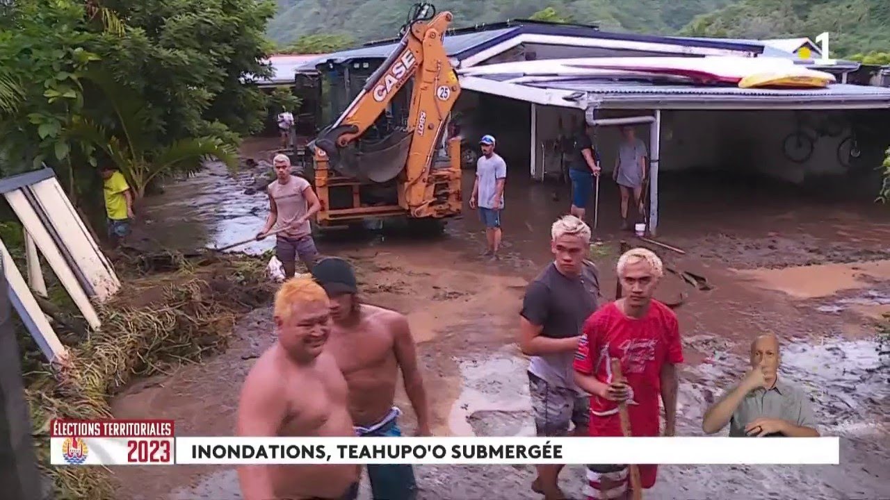 Teahupoo : des inondations et des voitures dans le lagon