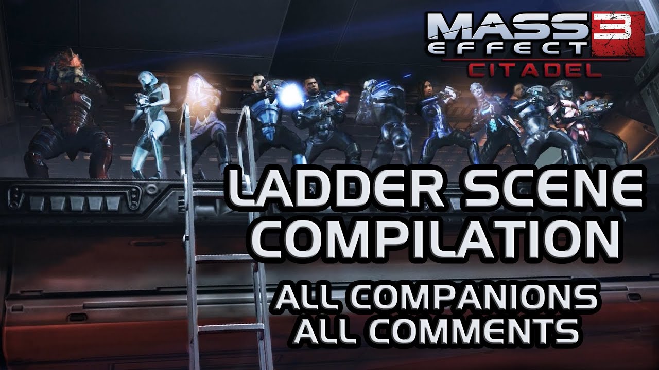 Mass Effect 3 Citadel DLC: Подборка сцен на лестнице (все спутники и все комментарии)