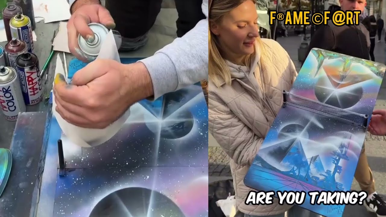 DIY Amazing Spray Paint Art on a Tennis Board! | Frame of Art | Result is STUNNING! ✨ #streetart 