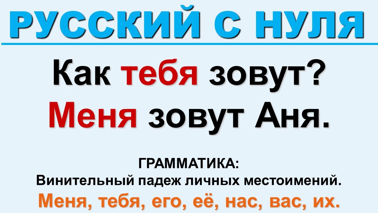 Винительный падеж личных местоимений. Русский с нуля.