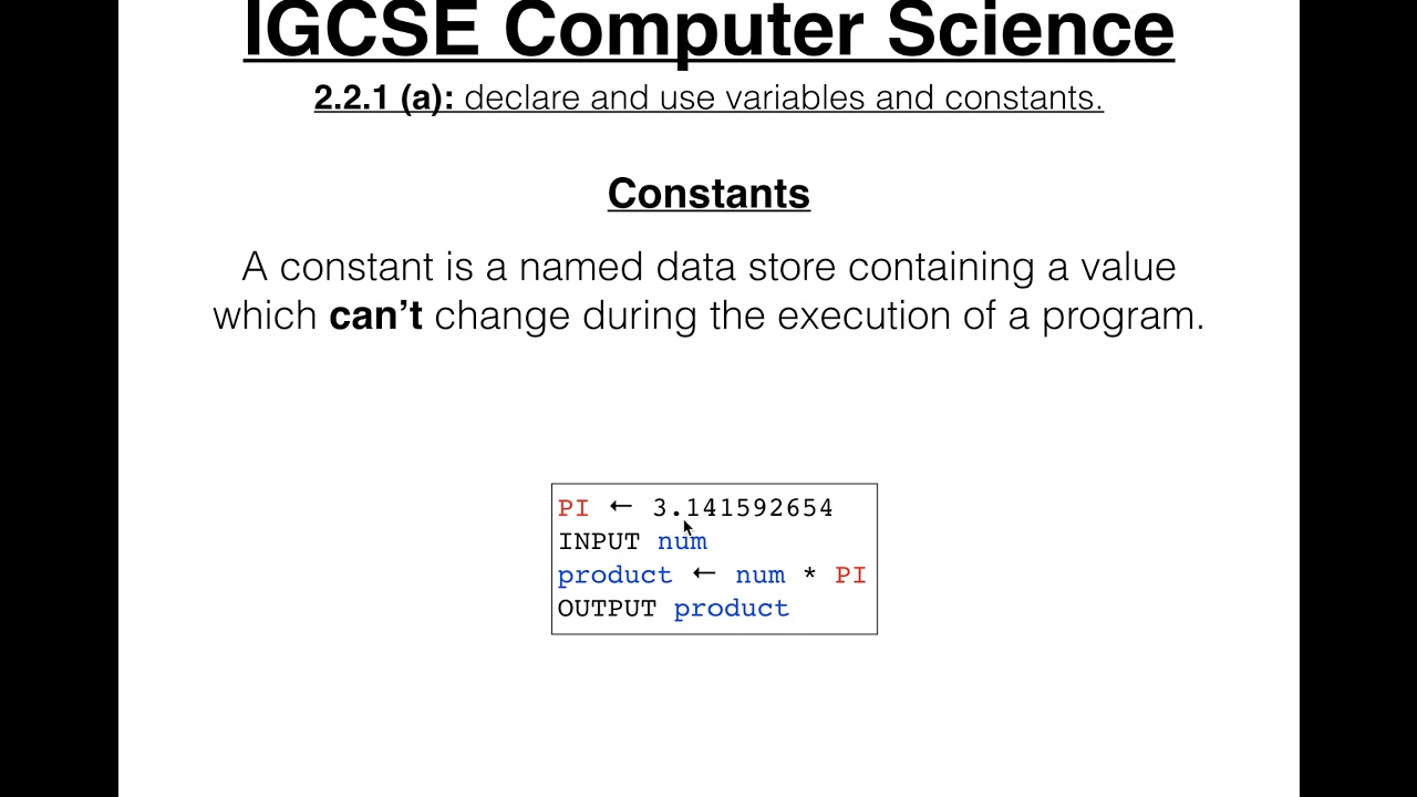Variables and Constants