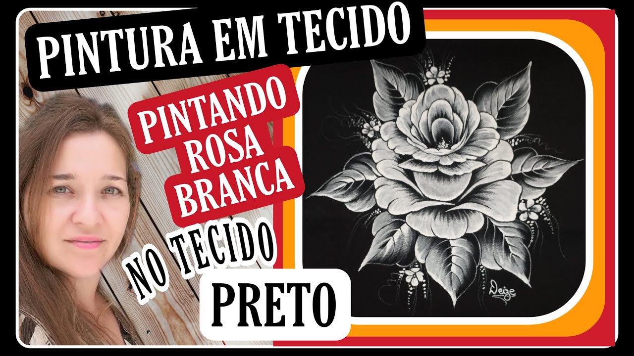 PINTANDO ROSA BRANCA NO TECIDO PRETO: (Método Demonstração)