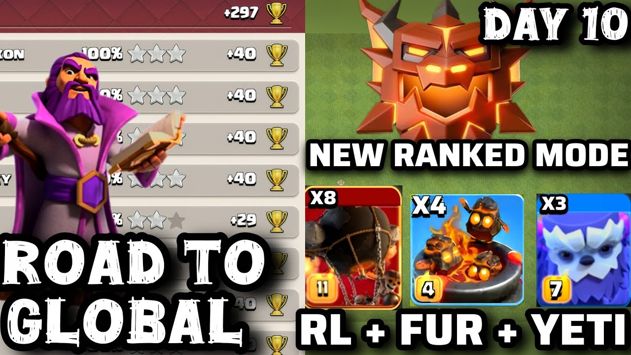 Th18- Day 10 | FB+RL+YETI strategy | New ranked mode LL attacks | @ClashOfClans 