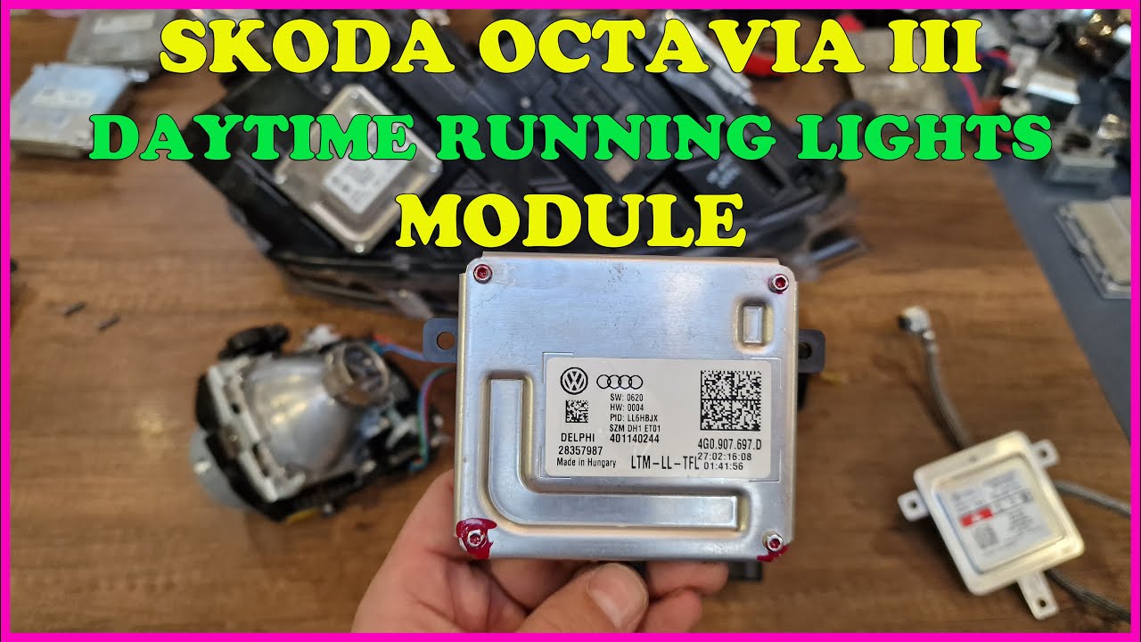 How to fix Skoda OCTAVIA Led Daytime Running Lights DRL Strip: xenon headlight module 4G0907697D