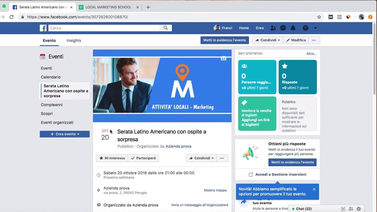 ➡ CREARE UN EVENTO FACEBOOK Scopri come creare e promuovere un Evento sulla tua pagina Facebook