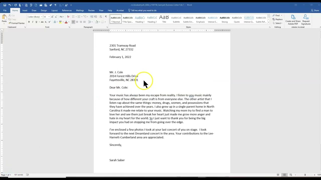 Set up Business Letter in Word
