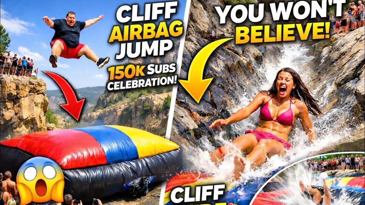 150K Subscribers Special!😱 Craziest Cliff Airbag Jumps + Cliff Slide Compilation(You Won&rsquo;t Believe!)