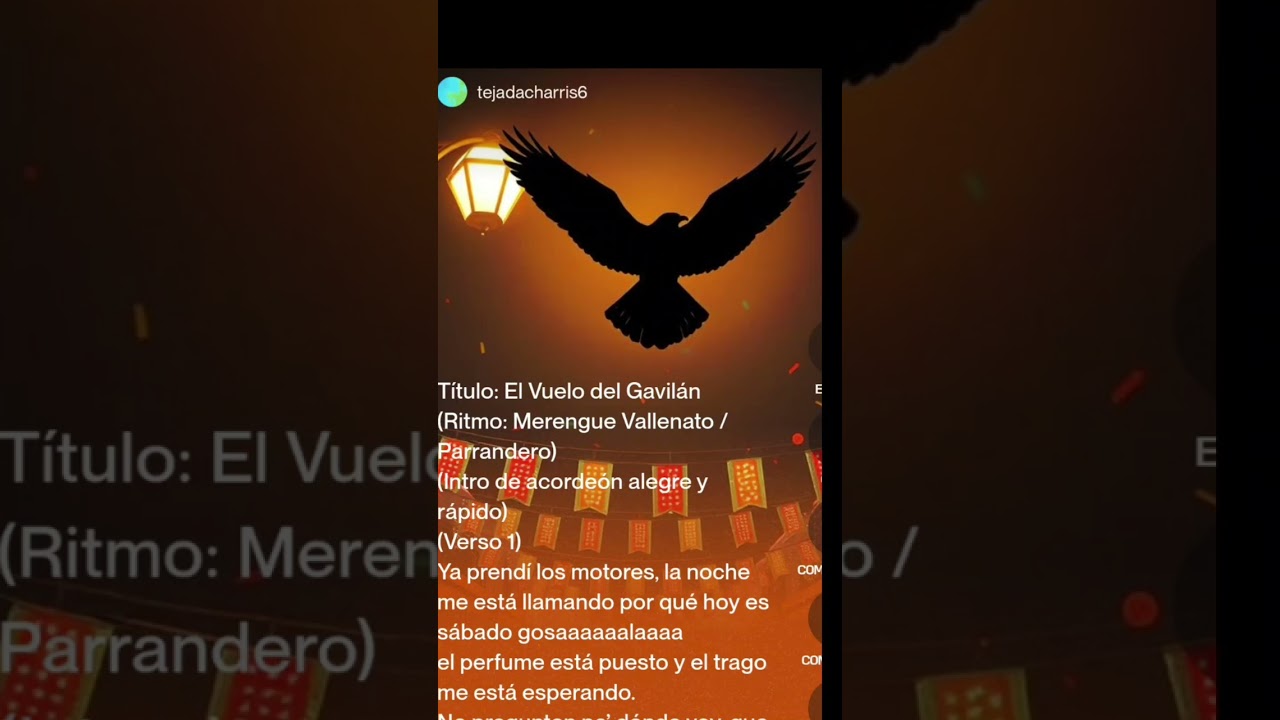 #musica  🦅El vuelo del gavilán 🐛✍️ autor charris Tejada 