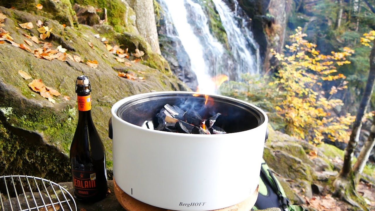 Bivouac 🔥 Barbecue au pied d'une magnifique cascade dans les Vosges🌲