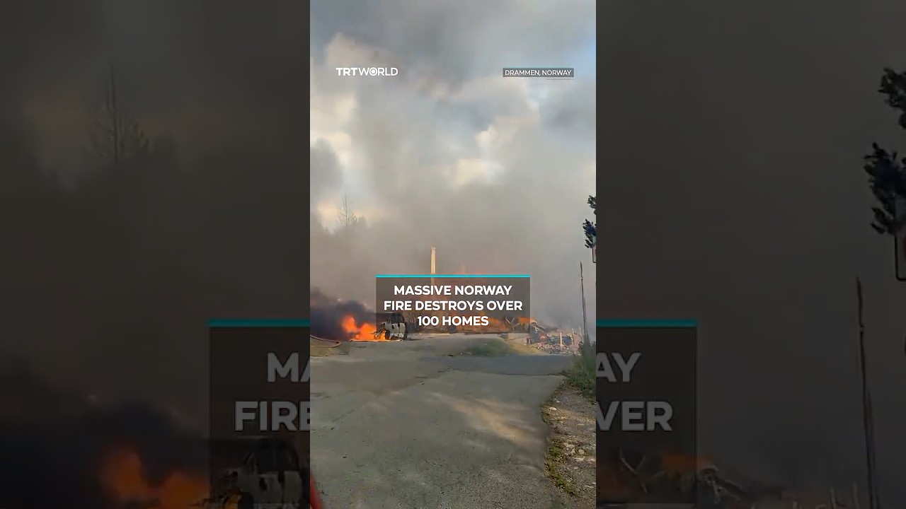 Massive fire destroys over 100 homes in Norway