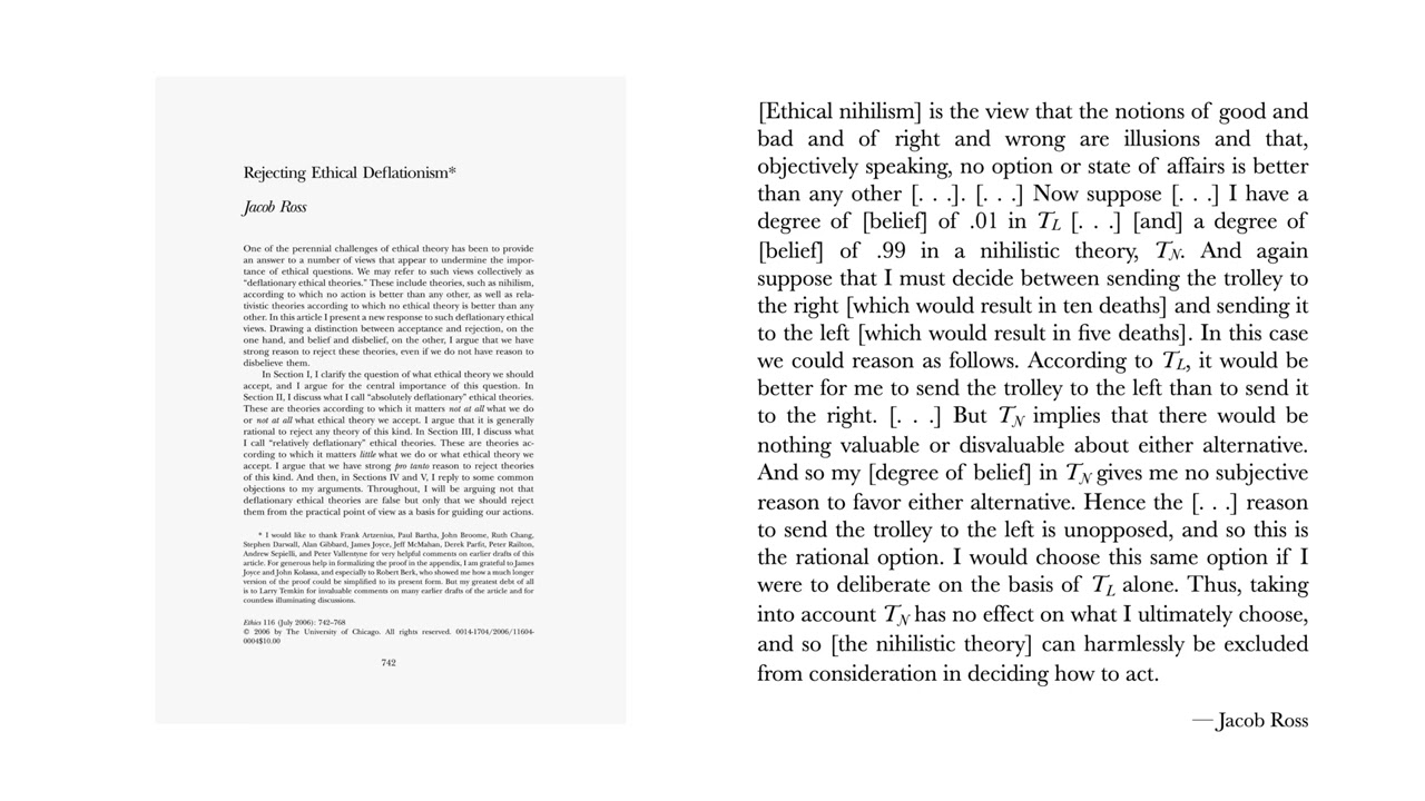 Jacob Ross on Ethical Nihilism in Decision Making