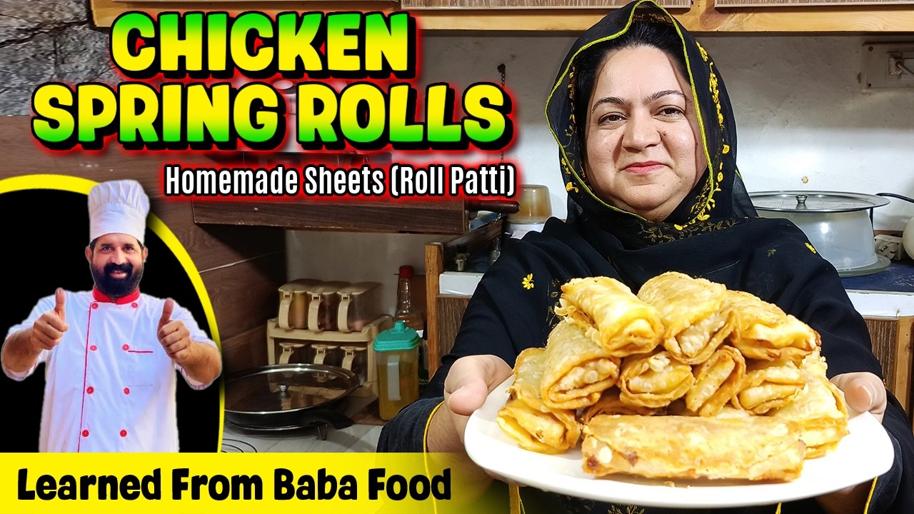 Chicken Spring Rolls For Iftar - Homemade Sheets (Roll Patti) - Crispy Rolls Recipe From BaBa Food