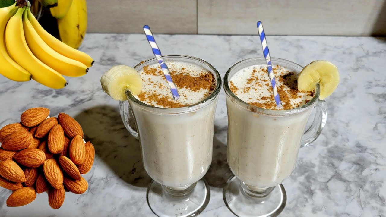 Licuado de pl&aacute;tano y almendras