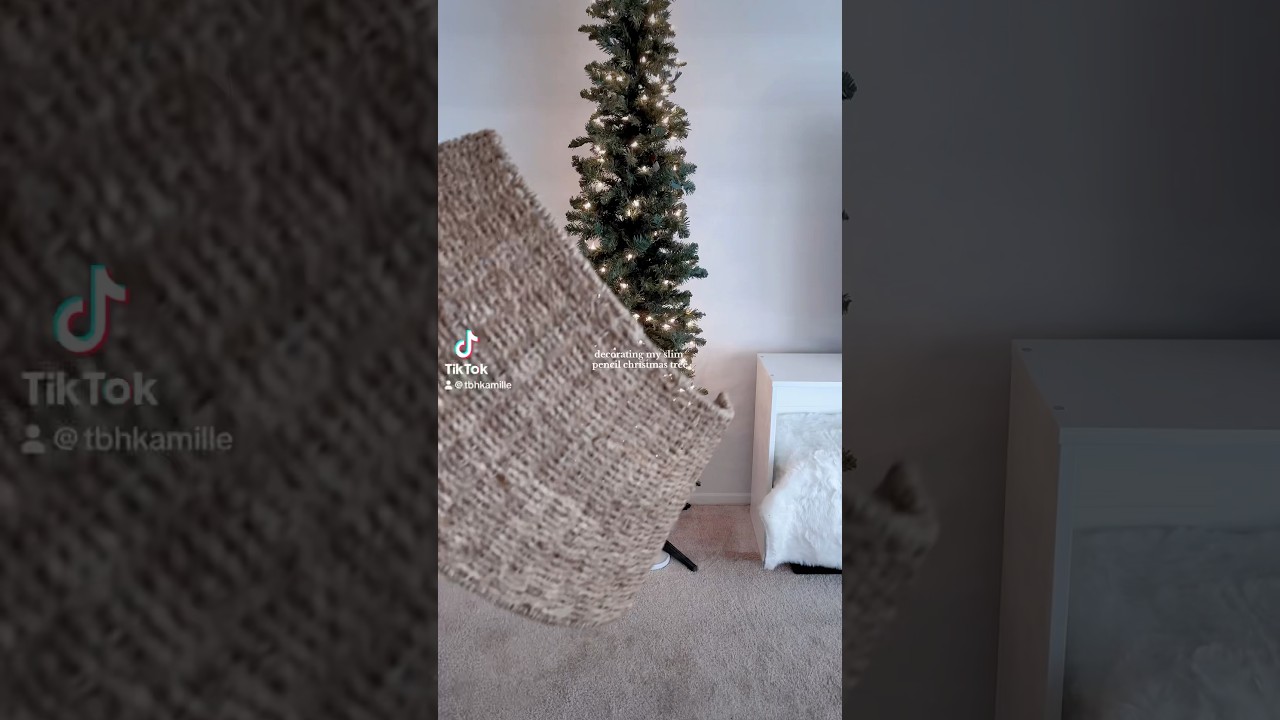 decorating my slim pencil christmas tree 🤍✨ #christmastree #christmasdecor