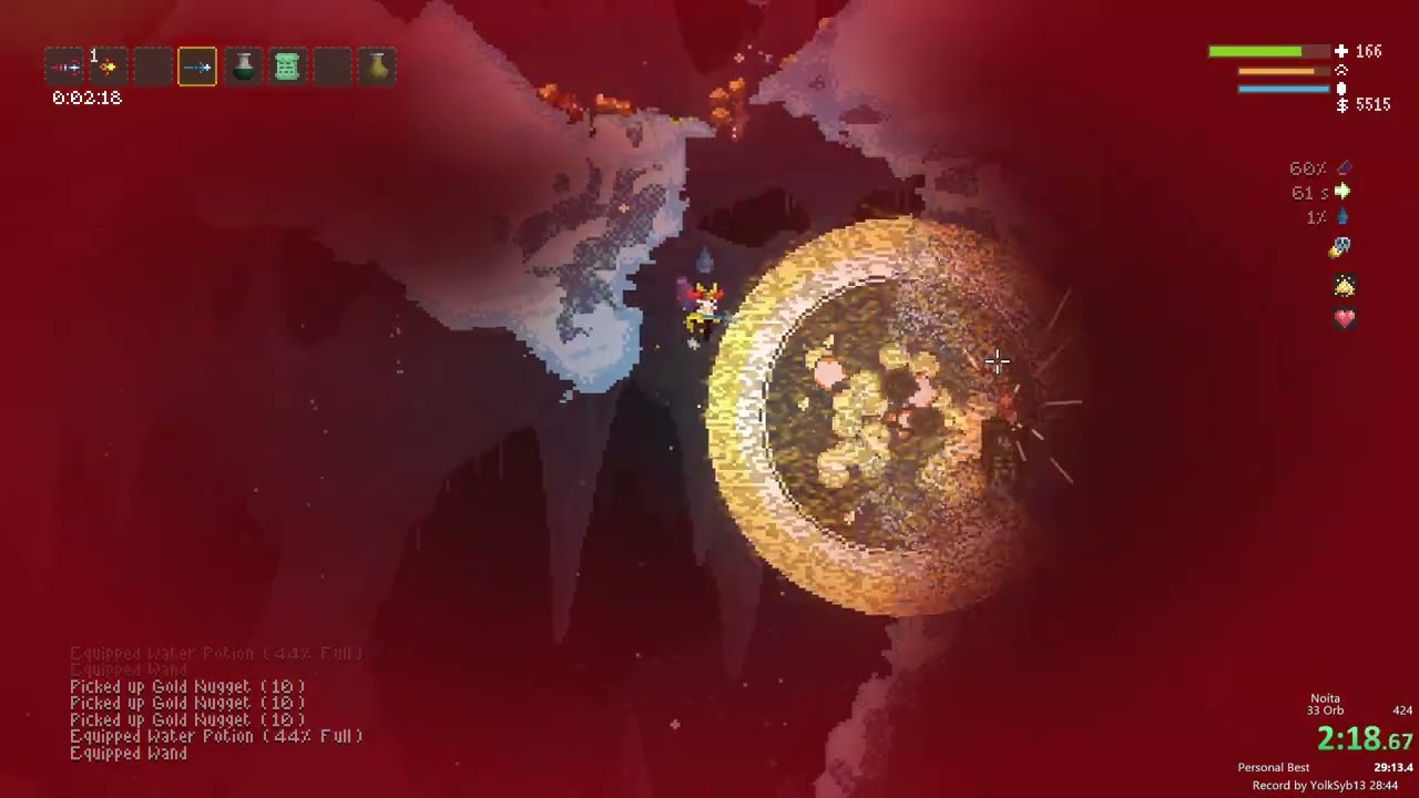 Noita 33 orbs speedrun practice 3 (29:08)